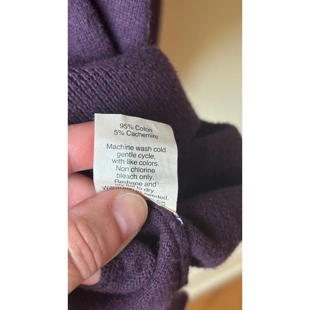 J.Crew Mens Small Purple V Neck Sweater Cotton Cashmere Blend Long Sleeve Knit
